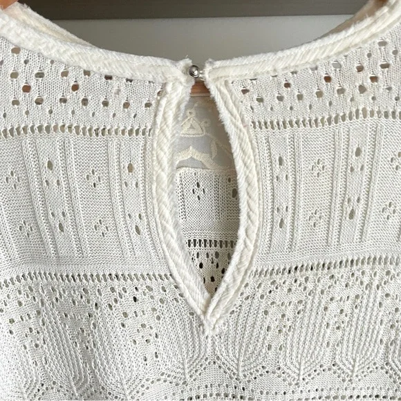 Free People Cream Crocheted Lace Bell Sleeve Top, Size XS Romantic Boho - Picture 10 of 15